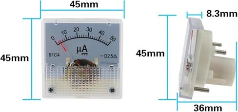 DC Microammeter 91C4 0-100UA RESTANGE TANANOG PANEAG AMMETER GAUGE AMPEREMETER 45 * 45MM 1PCS (500UA) in Saudi Arabia