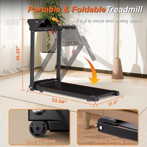 Walking Treadmills for Home with Handle Bar, Foldable Folding Treadmill with APP, 2.5HP Walking Pad Lightweight Portable Treadmill for Small Space 300LBS Capacity in Saudi Arabia