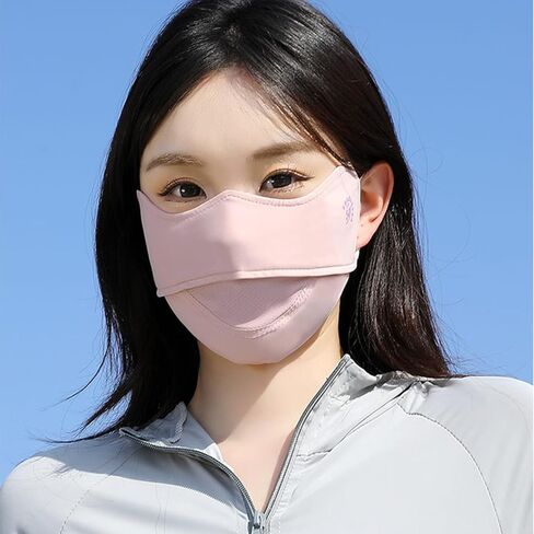 2Pcs UV Face Mask, Sun Masks for Women, Cooling Breathable Face Cover for Outdoors, Washable Reusable (Pink+Gray) in Kuwait