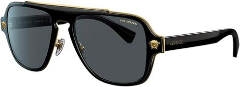 Versace Medusa Charm VE 2199 10006G Matte Black Plastic Aviator Sunglasses Silver Mirror Lens in Kuwait