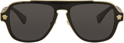Versace Medusa Charm VE 2199 10006G Matte Black Plastic Aviator Sunglasses Silver Mirror Lens in Kuwait