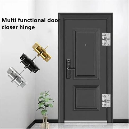 Heavy Duty Residential Hinges Hardwares Multifunctional Door Closer Automatic Closing Hinges Buffer Invisible Spring Hinge(Silvery) in Saudi Arabia