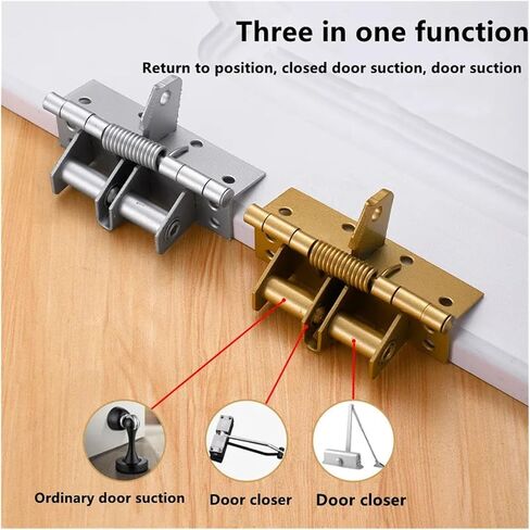 Heavy Duty Residential Hinges Hardwares Multifunctional Door Closer Automatic Closing Hinges Buffer Invisible Spring Hinge(Silvery) in Saudi Arabia