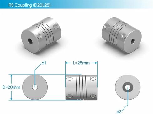 الألومنيوم CNC Motor Jaw Gaw Doleler اقتران مرن OD 20x25mm dropshipping 2/3/3.17/4/6/6/65/8/9.5/10mm 1pcs (3 مم إلى 6.35 ملم) in Saudi Arabia