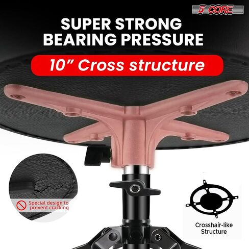 5 CORE Drum Throne 3 Inch Thick Padded Comfortable Guitar Stool Heavy Duty Drummer Chair Height Adjustable Musician Seat for Adults and Kids Black - DS BLKCH BLK in Saudi Arabia