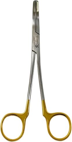 Non-Ratcheting Wynman Temp Crown Remover Gripper, 7" (17.78cm), Curved Tip & Gold Handle - Crown Grippers | German Stainless Steel, Passivated & Autoclave Safe (2) in Saudi Arabia