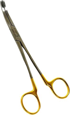 Non-Ratcheting Wynman Temp Crown Remover Gripper, 7" (17.78cm), Curved Tip & Gold Handle - Crown Grippers | German Stainless Steel, Passivated & Autoclave Safe (2) in Saudi Arabia
