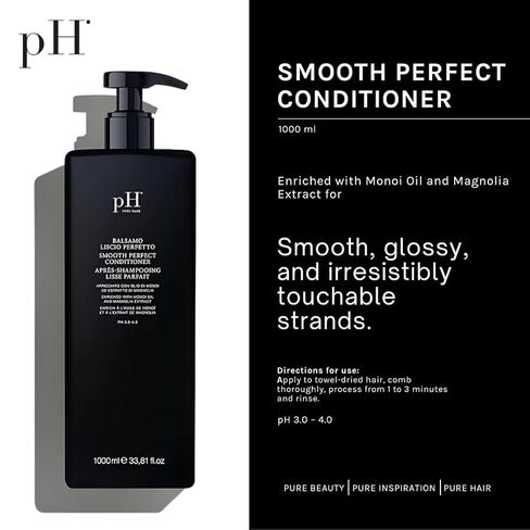 pH PURE HAIR Smooth Perfect Anti-Frizz Conditioner | Enriched with Monoi Oil & Magnolia Extract | Intense Hydration & Shine | Sulfate-Free, Safe for Color-Treated Hair | 33.8 Oz in Saudi Arabia