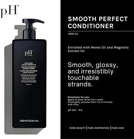 pH PURE HAIR Smooth Perfect Anti-Frizz Conditioner | Enriched with Monoi Oil & Magnolia Extract | Intense Hydration & Shine | Sulfate-Free, Safe for Color-Treated Hair | 33.8 Oz in Saudi Arabia