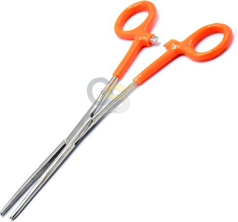 Heavy Duty Orange Pvc Grip Handle German Grade Stainless Hemostat Forceps Straight Serrated 8" By G.S ONLINE STORE in Saudi Arabia