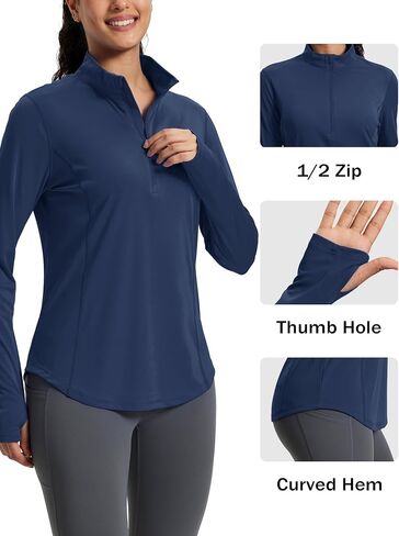 Magcomsen Women's Long Sleeve Sunve Protection Half 1/2 Zip Pullover Rash Guard Quick Dry Hiking Golf Tops Tops in Saudi Arabia
