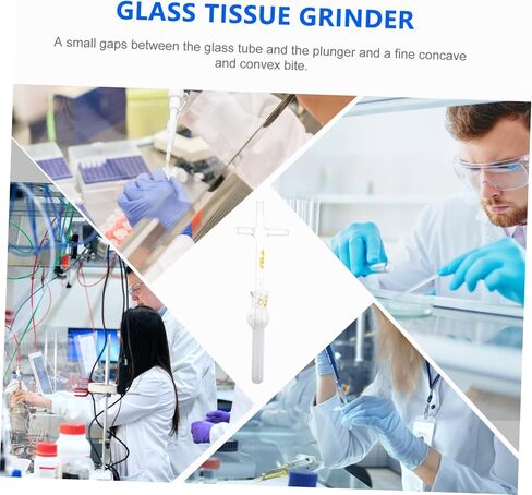 AmoSfun Glass Tissue متجانسة 0.5 مل من الأواني الزجاجية العلمية المختبر لثقافة الخلية وطحن الأنسجة الزجاجية البورسليكات القوية مع تصميم مقبض متقاطع in Saudi Arabia