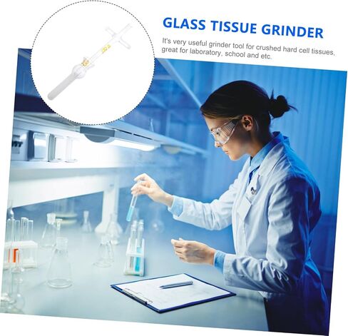 AmoSfun Glass Tissue متجانسة 0.5 مل من الأواني الزجاجية العلمية المختبر لثقافة الخلية وطحن الأنسجة الزجاجية البورسليكات القوية مع تصميم مقبض متقاطع in Saudi Arabia