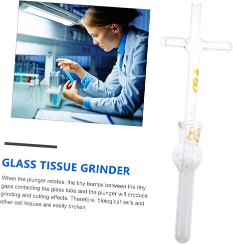 AmoSfun Glass Tissue متجانسة 0.5 مل من الأواني الزجاجية العلمية المختبر لثقافة الخلية وطحن الأنسجة الزجاجية البورسليكات القوية مع تصميم مقبض متقاطع in Saudi Arabia