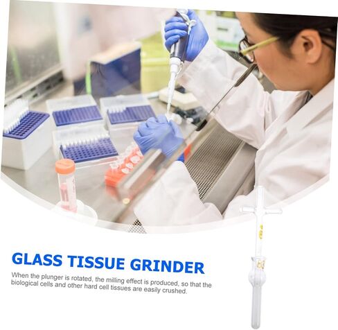 AmoSfun Glass Tissue متجانسة 0.5 مل من الأواني الزجاجية العلمية المختبر لثقافة الخلية وطحن الأنسجة الزجاجية البورسليكات القوية مع تصميم مقبض متقاطع in Saudi Arabia