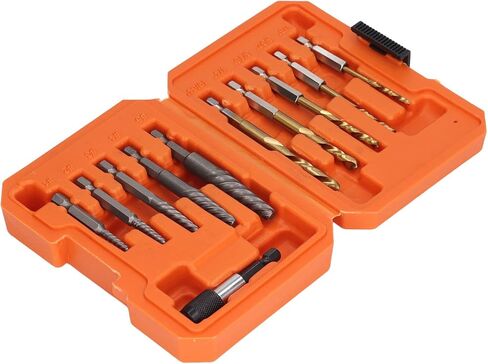Garosa Damaged Screw Extractor Set, Easy Out Screw/Fastener Extractor Kit for Removing Stripped, Rounded, Broken Screws with Storage Box, High Speed Steel, Carbon Steel Material, Suitable for in Saudi Arabia