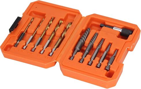 Garosa Damaged Screw Extractor Set, Easy Out Screw/Fastener Extractor Kit for Removing Stripped, Rounded, Broken Screws with Storage Box, High Speed Steel, Carbon Steel Material, Suitable for in Saudi Arabia