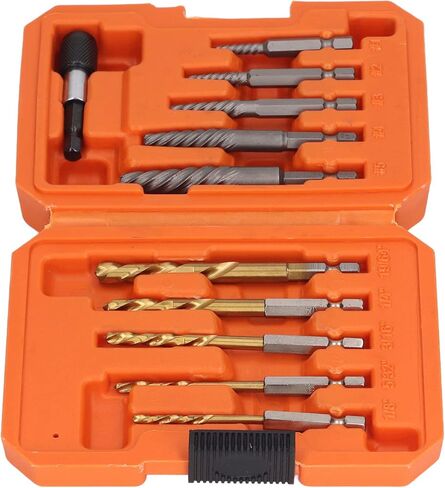 Garosa Damaged Screw Extractor Set, Easy Out Screw/Fastener Extractor Kit for Removing Stripped, Rounded, Broken Screws with Storage Box, High Speed Steel, Carbon Steel Material, Suitable for in Saudi Arabia