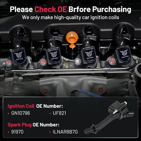 Bdfhyk 4 Ignition Coil Pack UF497 و 4 Iridium Spark Plug 5019 متوافق مع Chevy 2007-2012 Colorado 2.9L L4 ؛ متوافق مع GMC 2007-2012 Canyon 2.9L L4 ملف لـ 12629472 C1558 in Saudi Arabia