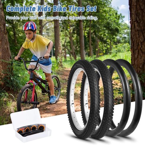 Yeesport 2 Pack 18 "إطارات الدراجة 18 × 2.125/57-355 و 18 أنابيب الدراجة Schrader Valve & Repair Kit ، إطارات الدراجات امتصاص الصدمات و 18 × 1.95 18x2.0 18x2.1 18x2.125 18x2.15 أنابيب الدراجات تناسب معظم الأطفال Bikes Bikes معظم in Saudi Arabia