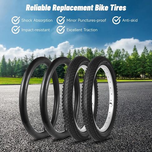 Yeesport 2 Pack 18 "إطارات الدراجة 18 × 2.125/57-355 و 18 أنابيب الدراجة Schrader Valve & Repair Kit ، إطارات الدراجات امتصاص الصدمات و 18 × 1.95 18x2.0 18x2.1 18x2.125 18x2.15 أنابيب الدراجات تناسب معظم الأطفال Bikes Bikes معظم in Saudi Arabia