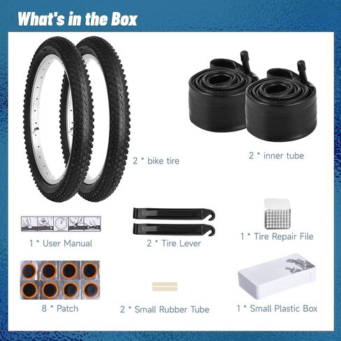 Yeesport 2 Pack 18 "إطارات الدراجة 18 × 2.125/57-355 و 18 أنابيب الدراجة Schrader Valve & Repair Kit ، إطارات الدراجات امتصاص الصدمات و 18 × 1.95 18x2.0 18x2.1 18x2.125 18x2.15 أنابيب الدراجات تناسب معظم الأطفال Bikes Bikes معظم in Saudi Arabia