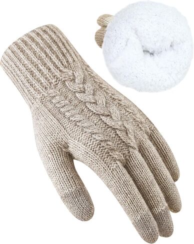 Women's Winter Warm Touch Screen Gloves, Thermal Thicker Wool Fleece Liner Knit Gloves for Cold Weather, Elastic Cuff in Saudi Arabia
