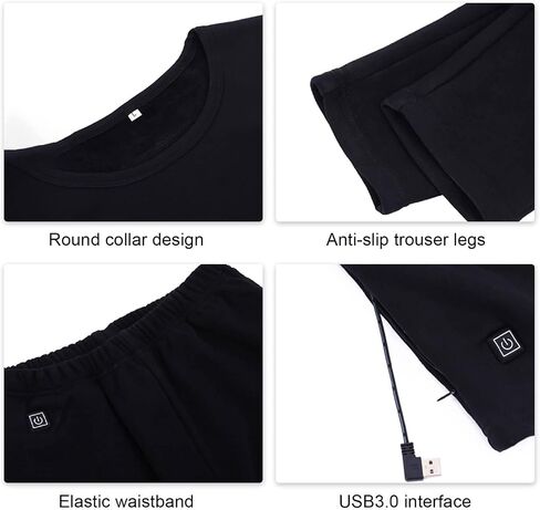 Women's Heated Underwear USB Battery Powered Fleece Thermal Heating Motorcycle Moto Long Pants Electric Suit in Saudi Arabia
