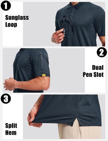 Magcomsen Men's Polo قمصان قصيرة الأكمام الرياضية القمصان الجولف غير الرسمية الجافة رطوبة القميص in Kuwait