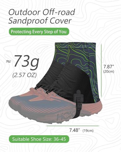 Trail Gaiters, Waterproof Low Shoe Protectors, Adjustable Boots Gators for Hiking & Running - Prevents Debris in Shoes in Kuwait