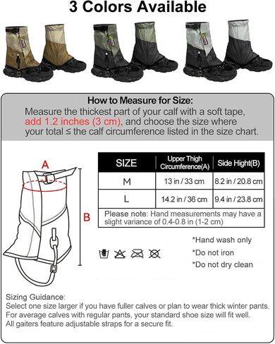 Trail Gaiters, Low Ankle Shoe Gaiters for Hiking Boots, Waterproof Boot Gators Protectors for Walking, Running & Hunting - Keeps Sand, Mud & Debris Out in Saudi Arabia
