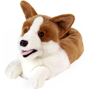 Corgi Slippers - Plush Dog Animal Slippers, 9-12 Women/7-10 Men