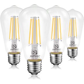 لمبات إضاءة LED خيطية قابلة للتعتيم، سطوع عالي، 8 وات، ما يعادل 60 وات، ST58 ST18، أبيض ناعم 2700 ك، زجاج شفاف كلاسيكي، 12 عبوة