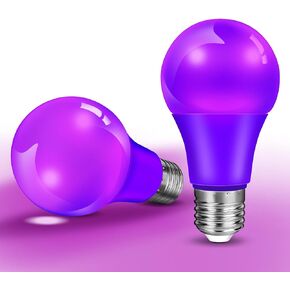 Orange Purple Light Bulb Halloween Light Bulbs, 9W (60W Equivalent) LED Colored Light Bulb E26 Base for Christmas Halloween Home Holiday Lighting Party Wedding Bar Mood Decor (Orange+Purple)