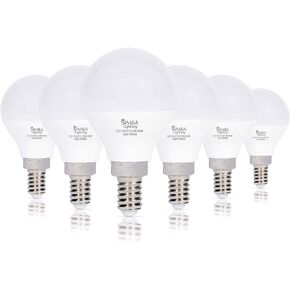 Simba Lighting LED Candelabra E12 Base G14 Small Globe 5W 40W Replacement Light Bulb (6 Pack) for Ceiling Fan, Chandelier, Vanity, Round A15 Frosted White Cover, Non-Dimmable, 3000K Soft White