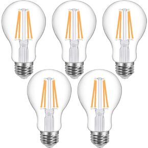 Lepro Vintage LED Bulbs, Dimmable Filament Bulb, 8W 800LM, 60W Equivalent, 2700K Warm White, Classic Clear Glass, A19 Shape, E26 Base, Pack of 5