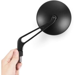 KiWAV Motorcycle Rear View Mirrors Eclipse Black CNC Aluminum Stem compatible for 10mm 1.5 Pitch BMW Bikes