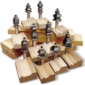 MLCS 8388 10 Piece Carbide-tipped Molding Plane Profile Bit Set, 1/2" shank