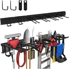Garage Tool Organizer Wall Mount 48 Inch Garden Yard Tool Organizer Adjustable Tool Hangers Wall Shovel Holder 3 Rails & 9 Hooks Heavy Duty Tool Rack - 330lbs Max Load