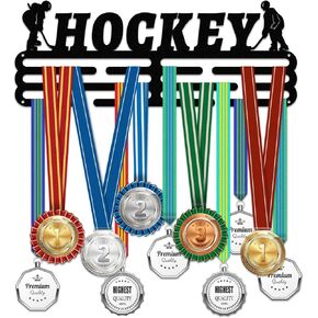 ORIGACH Hockey Medal Hanger Display, Hockey Medal Holder Display Hanger 3 Rows Tiered Award Rack Wall Mounted Medal Display Easy to Install, 15.75 x 6 Inch
