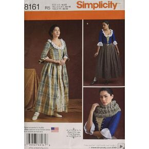 Simplicity 8161 Women's 18th Century Dress Historical Costume Sewing Pattern, Sizes 14-22