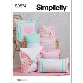 Simplicity Cases Sewing Pattern Kit, Code S9573, for 12" x 22", 14" x 14", and 20" x 20" Pillows, Multicolor
