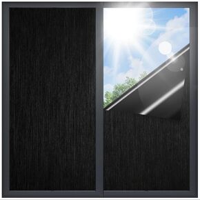 Coavas Blackout Window Privacy Film 100% Lighting Blocking Opaque Room Darkening Film Anti UV Static Cling Removable Frosted Black Out Window Tint Cover for Day Sleep Bathroom (17.5 x 393.7 Inches)