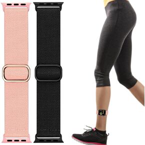Elastic Ankle/Arm Band Compatible with Apple Watch 49mm 45mm 44mm 42mm 41mm 40mm 38mm, Breathable Nylon Armband for IWatch Ultra SE Series 9 8 7 6 5 4 3 2 1, Sport Loop Ankle Strap for Women Men