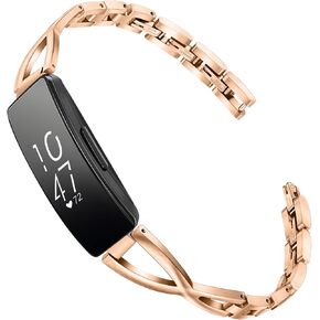 TRUMiRR Band for Inspire/Inspire HR/Inspire 2 / Inspire 3 Women, Solid Stainless Steel Watchband Jewelry Strap Wrist Bracelet for Fitbit Inspire 3 / Inspire 2 / Inspire Smart Watch