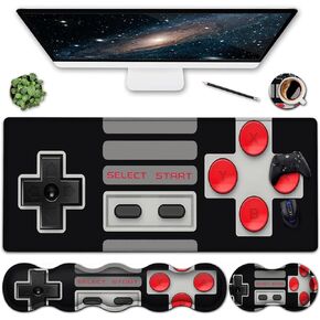 Extended XXL Gaming Mouse Pad and Ergonomic Memory Foam Keyboard Wrist Rest for Office, Home, Pain Relief Large Office Desk Pad 31.5x11.8 in, Game Console Buttons Black Mouse Pad Wrist Support Set