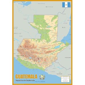 Guatemala Physical Poster Map - 23.3 x 16.5 Inches - Paper Laminated