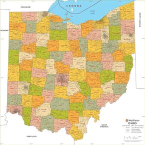 Ohio ZIP Code Map with Counties - Standard - 36" x 36" Paper