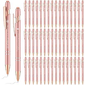 48 Pcs Bible Verse Ballpoint Pens Christian Pens Bulk Inspirational Quotes Pens Bible Scripture Black Ink Pens Motivational Pen for Women Men Office Writing Gifts (Rose Gold, Bible Verse)