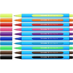 Slider Edge XB (Extra Broad) Ballpoint Pen, 1.4 mm, Light Blue Barrel, Assorted Ink Colors, Pack of 10 Pens (152290)